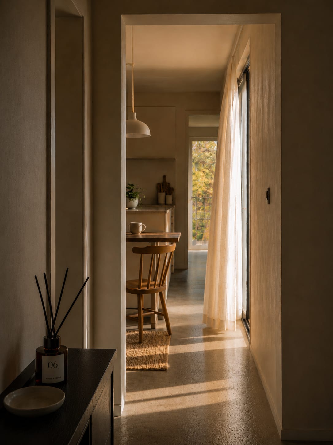 Difusor de varillas en la entrada de una casa